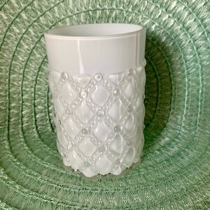 Vintage Simply Shabby Chic Hobnob Milk Glass Cup White Textured Decorative Vase